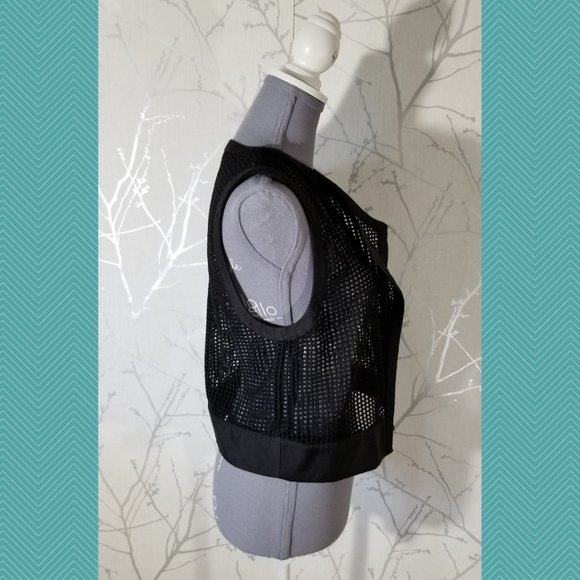 Armani Exchange Black Open Front Mesh Vest - Picture 4 of 6